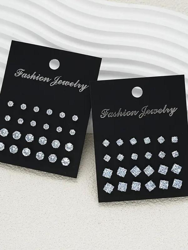 Rhinestone Decorated Stud Earrings Set, Fashionable Jewelry for Women & Men, Trendy All-match & Exquisite Jewelry for Birthday Gift