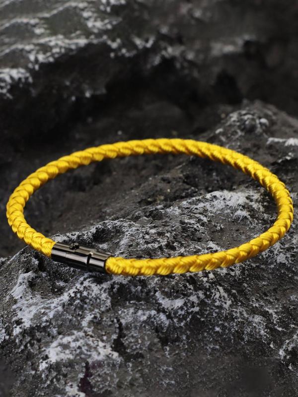 Magnetic Buckle Design Braided Bracelet, Simple Style Plain Color Bracelet for Men & Women, Fashion Accessories for Daily Wear