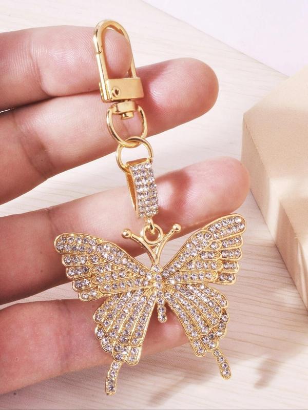 Rhinestone Decorated Butterfly Design Keychain, Fashion Keychain for Women & Men, Trendy All-match & Exquisite Keychain for Birthday Gift