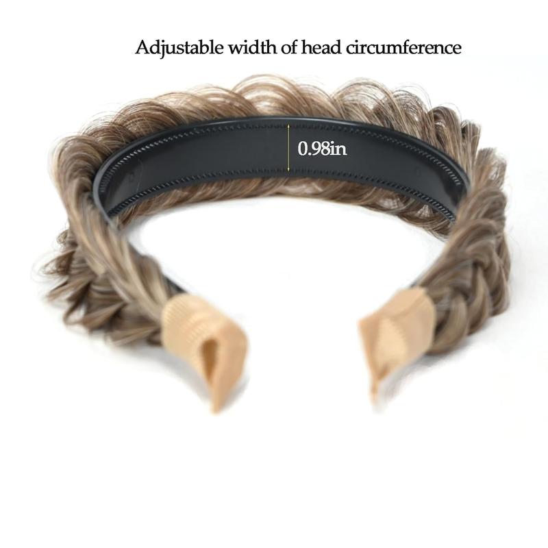 Wide Braided Headband Hoop Fashion Hair Accessories Elastic Non-slip Band for Women and Girl (Caramel)