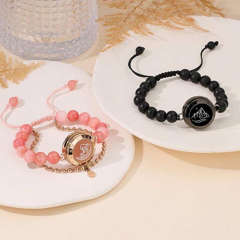 totwoo Mountain&Sea Matching Beads Touch Bracelets Long Distance  with Functional Love Connect Gift For Boyfriend or Girlfriend or your Familay