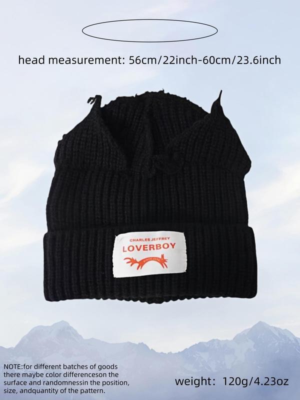 Cute Cat Ear Design Beanie Hat, Y2K Handmade Cute Knit Hat, Fashionable Warm Hat for Women & Men, Suitable for All Seasons