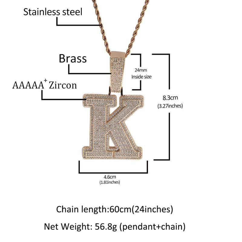 Large Letter Zirconia Alphbet Pendant for DIY Hip Hop Couple - Fashion Accessory