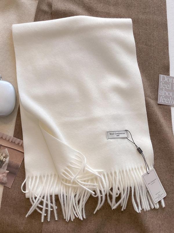 Solid Color Tassel Decor Patched Design Scarf, 2024 New Style Casual Soft Warm Shawl for Women & Men, Fashion Accessories for Daily Wear Dainty Gift for Your Love