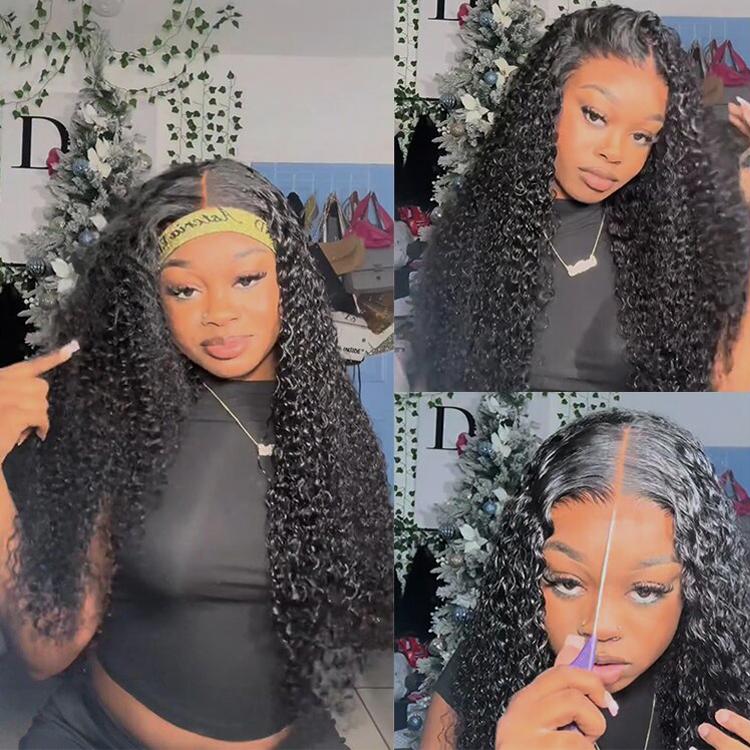 Asteria Hair Curly 7x4 Pre Cut Ready to Go Glueless Wig Pre Bleached Lace Closure Wig Human Hair Natural Hairline