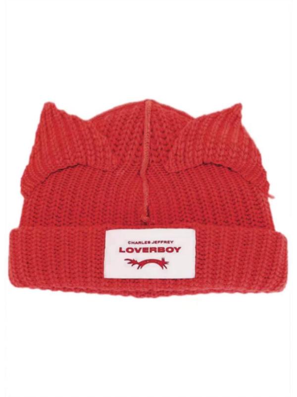 Cute Cat Ear Design Beanie Hat, Y2K Handmade Cute Knit Hat, Fashionable Warm Hat for Women & Men, Suitable for All Seasons