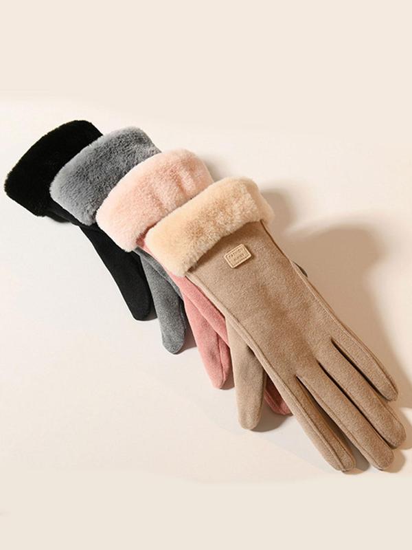 Women's Solid Color Touch Screen Gloves, Elegant Fashionable Warm Gloves for Fall & Winter, Women's Gloves for Outdoor Activities