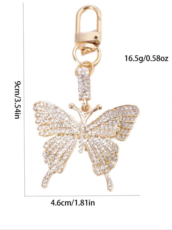 Rhinestone Decorated Butterfly Design Keychain, Fashion Keychain for Women & Men, Trendy All-match & Exquisite Keychain for Birthday Gift