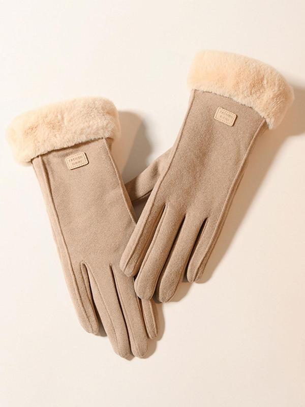 Women's Solid Color Touch Screen Gloves, Elegant Fashionable Warm Gloves for Fall & Winter, Women's Gloves for Outdoor Activities