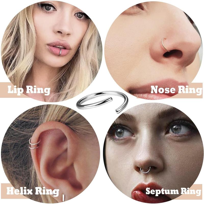 240 count Nose Ring Studs Set for Women Men Surgical Stainless Steel Nose Hoop CZ Bone Nose Studs Ring Nose ercing Jewelry 20G 22G 1.5mm 2mm 2.5mm