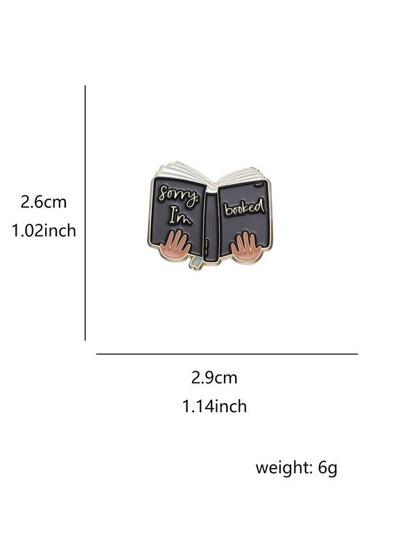 Cartoon Letter & Hand Decor Brooch, Creative Reading English Book Styling Badge, Cute Fashion Alloy Badge for Daily Vacation Holiday Party Gift, Elegant All-match Fashion Accessories for Daily Wear