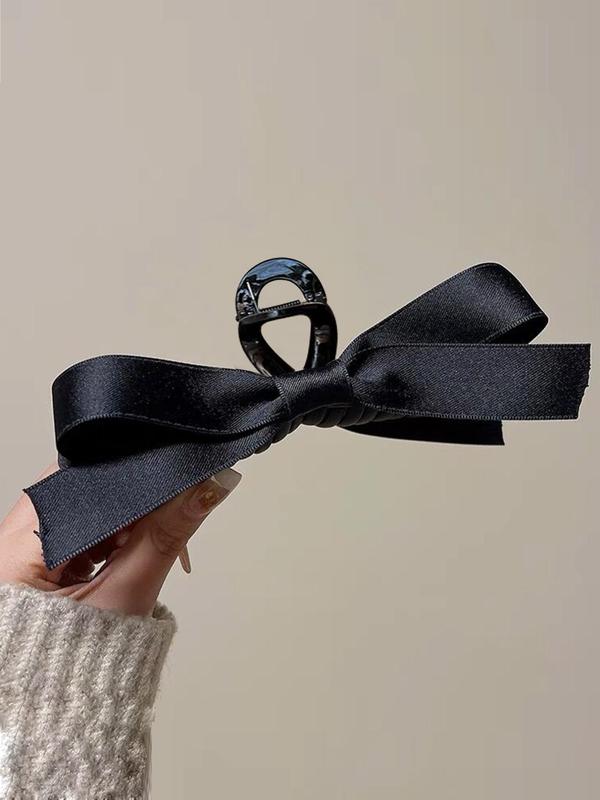 Solid Color Big Bow Decor Hair Claw for Women, High-end Fashion Shark Clip, Elegant All-match Fashion Hair Accessories for Daily Wear