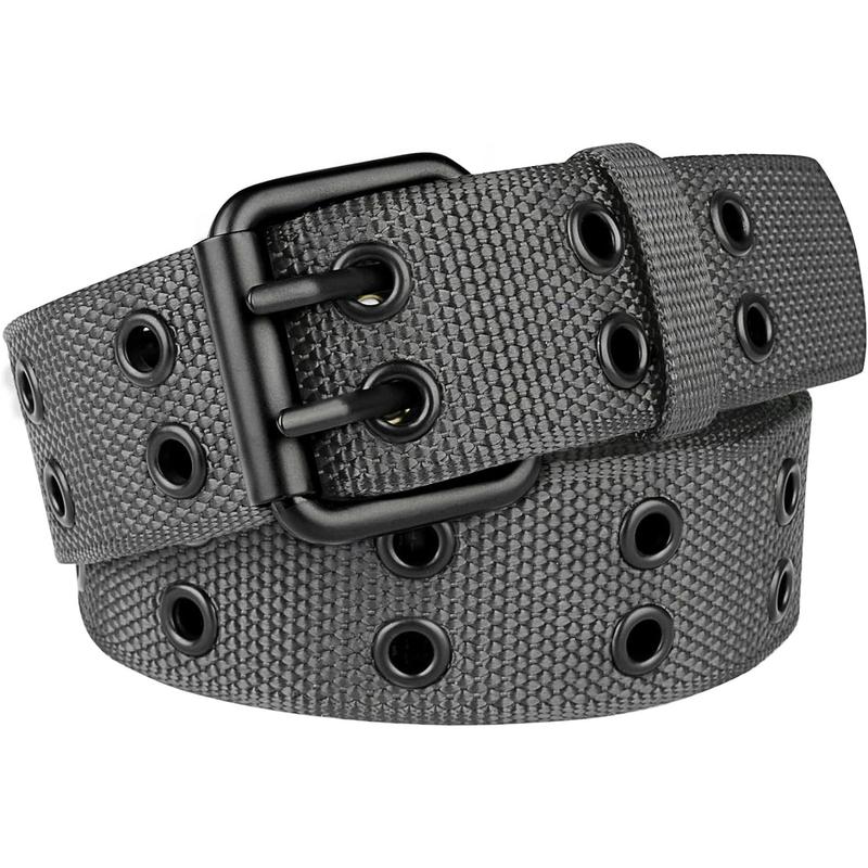 Double Prong Belt Plus Size 39 to 67'' Black Grommet Nylon Belts for Men Women Unisex