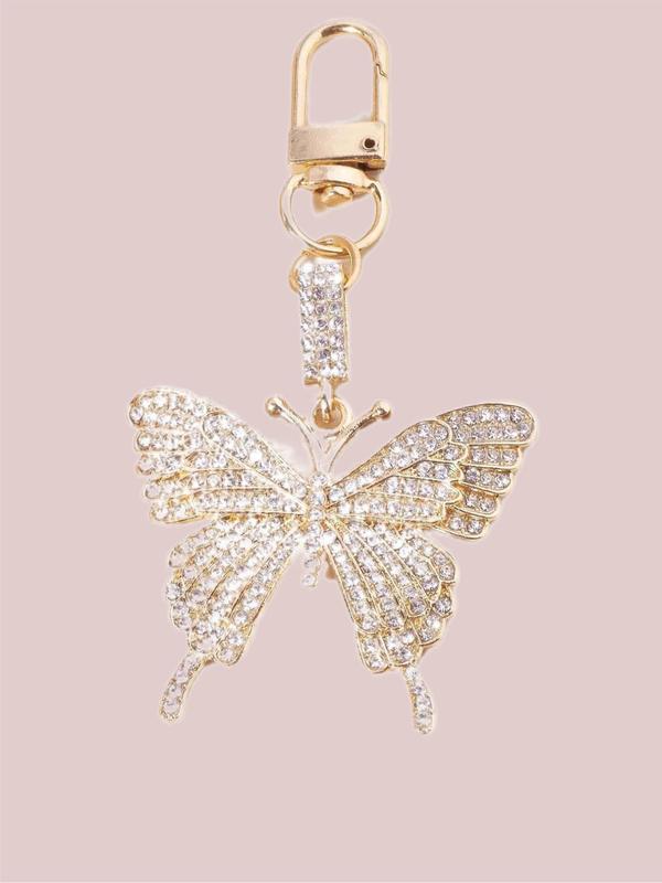 Rhinestone Decorated Butterfly Design Keychain, Fashion Keychain for Women & Men, Trendy All-match & Exquisite Keychain for Birthday Gift