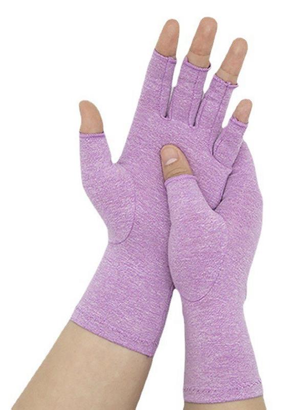 Half Finger Compression Gloves, 1 Pair Comfy Breathable Sports Gloves for Men & Women, Fashion Plain Gloves for Typing & Daily Work