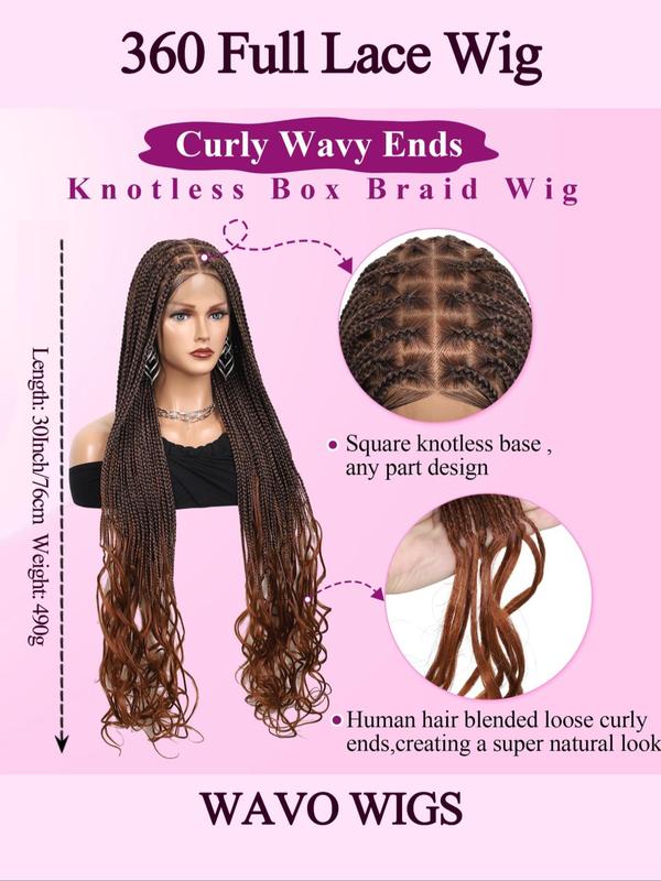 Long Deep Brown Braided Wigs for Women, Gorgeous Fluffy Wigs without Bangs, Synthetic Braided Lace Front Wigs for Party, Daily Use