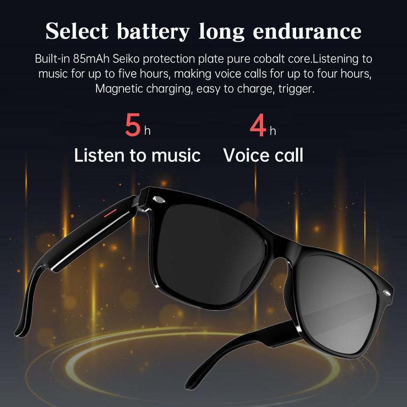 Smart Glasses, Multifunctional Smart Glasses with Built-in Microphone & Speakers, Fashionable Sunglasses for Office, Outdoor, Sports, Driving