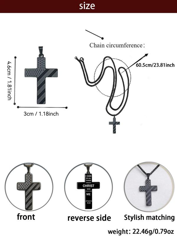 Street Style Cross Pendant Necklaces, Stainless Steel Jewelry for Party, Daily Clothing Decor, Trendy All-match & Exquisite Jewelry for Birthday Gift,  Gift for Girlfriend