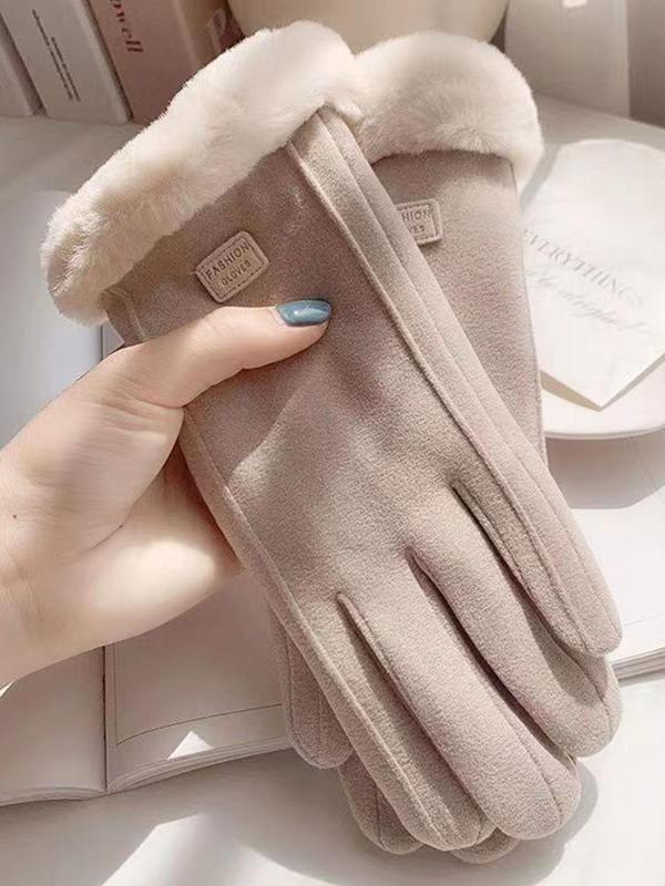 Women's Solid Color Touch Screen Gloves, Elegant Fashionable Warm Gloves for Fall & Winter, Women's Gloves for Outdoor Activities