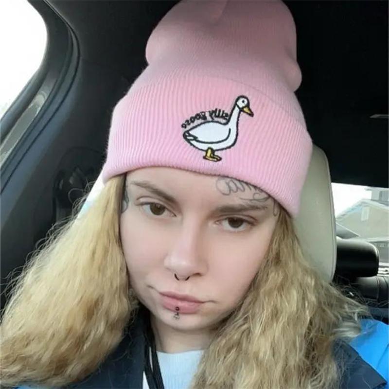 Winter Warm Funny Goose Knitted Hat Silly Goose Skull Beanie Hat Hip Hop Knit Cap for Women Men