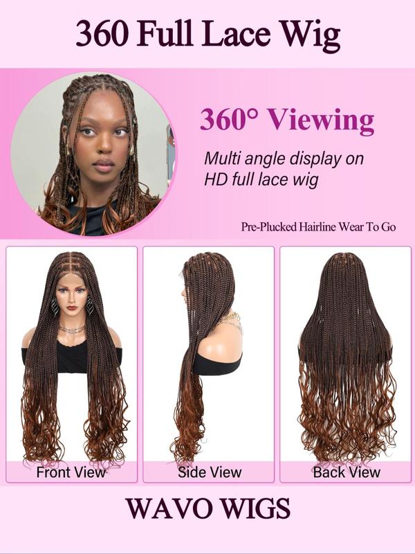 Long Deep Brown Braided Wigs for Women, Gorgeous Fluffy Wigs without Bangs, Synthetic Braided Lace Front Wigs for Party, Daily Use