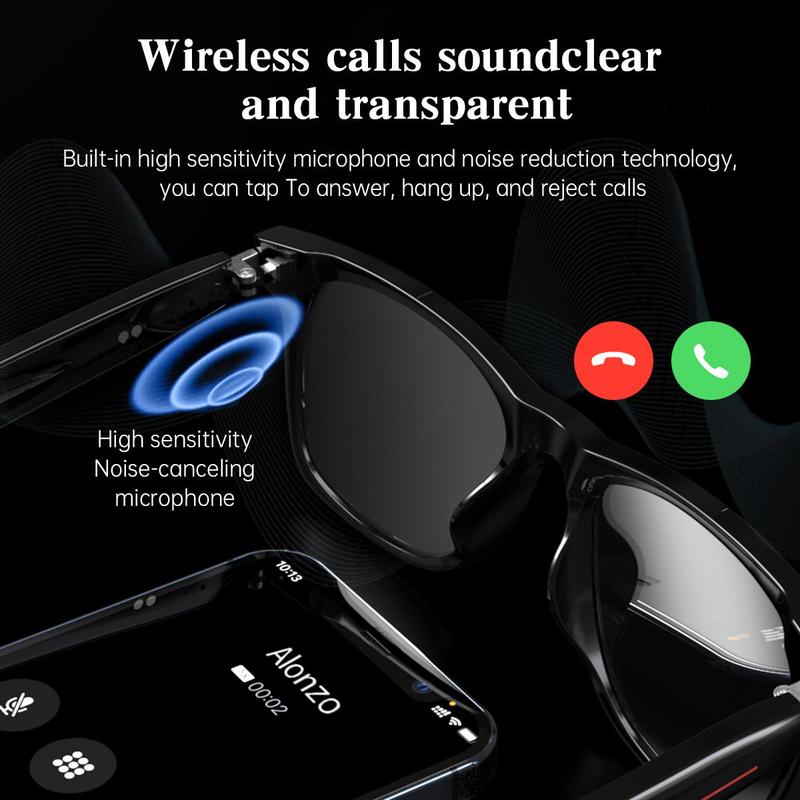 Smart Glasses, Multifunctional Smart Glasses with Built-in Microphone & Speakers, Fashionable Sunglasses for Office, Outdoor, Sports, Driving