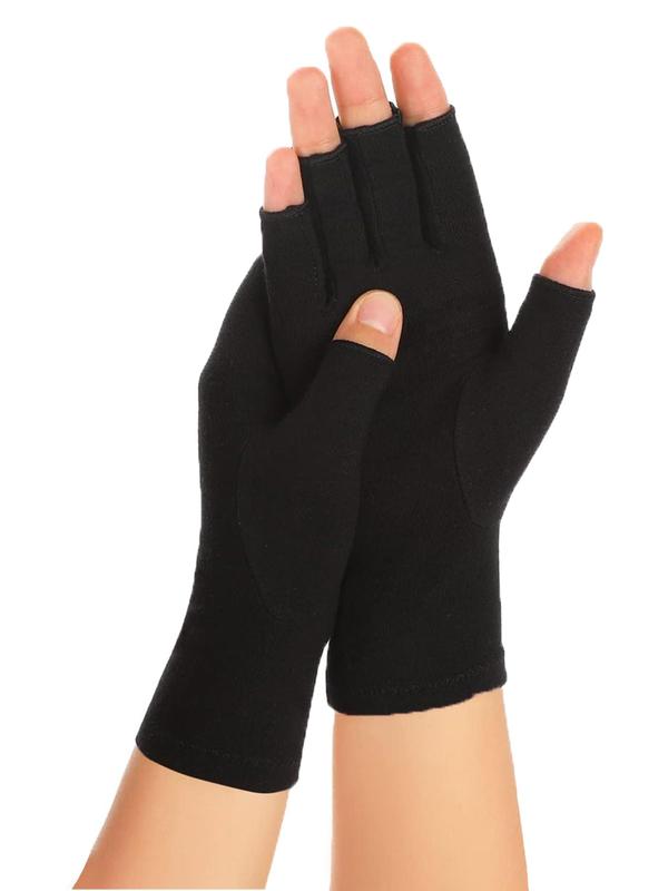 Half Finger Compression Gloves, 1 Pair Comfy Breathable Sports Gloves for Men & Women, Fashion Plain Gloves for Typing & Daily Work