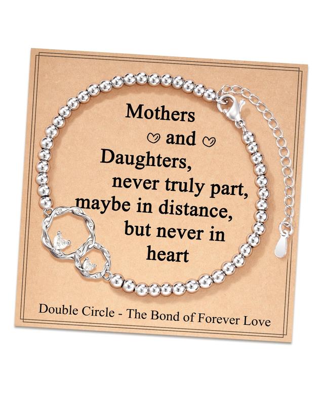 Mother Daughter Gifts, Eternal Love Connected at Heart, Interlocking 2 Circles Bracelet, Mom Gifts, Daughter Gifts, Birthday, Christmas