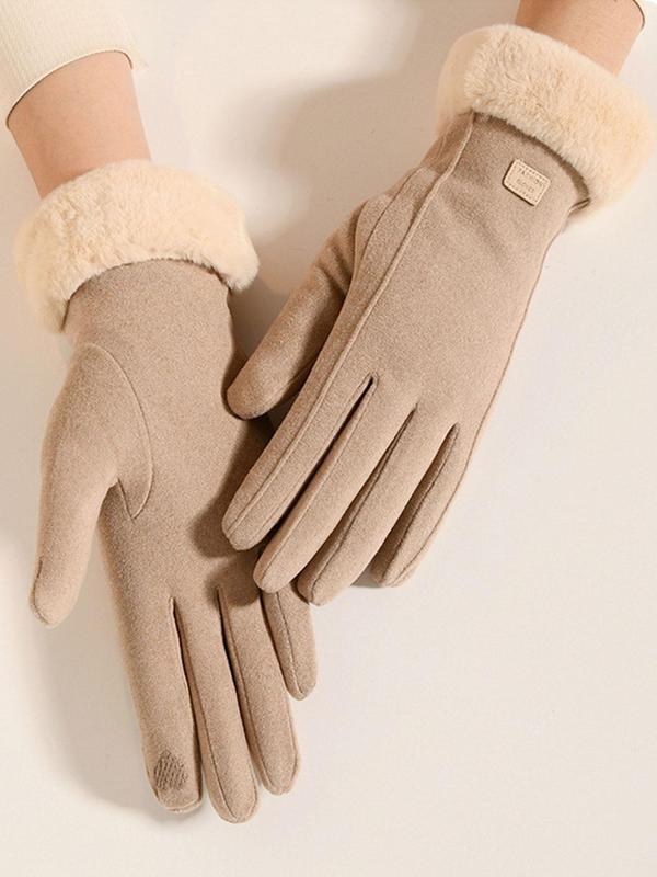 Women's Solid Color Touch Screen Gloves, Elegant Fashionable Warm Gloves for Fall & Winter, Women's Gloves for Outdoor Activities