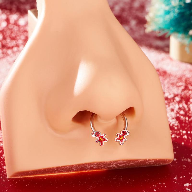 Oufer 16G Christmas Septum Ring Collection Septum Piercing Jewelry Christmas Gift New Year Gift