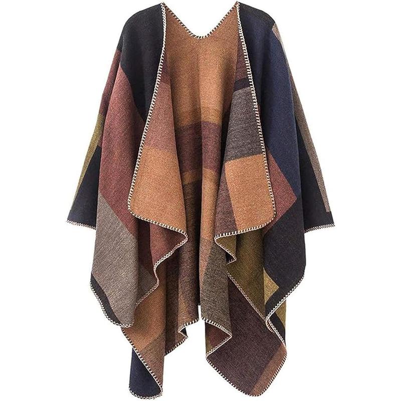 Women's Shawl Wraps Open Front Poncho Cape Oversized Sweaters Casual Cardigan Shawls for Fall Winter