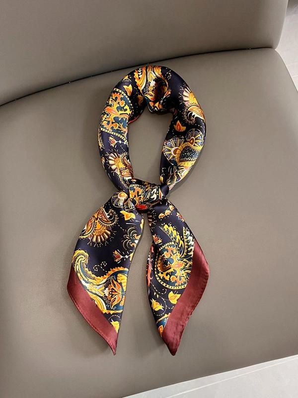 Women's All Over Paisley Print Satin Scarf, Casual Soft Comfortable Shawl for Daily Wear, Fashion Accessories for Women & Girls