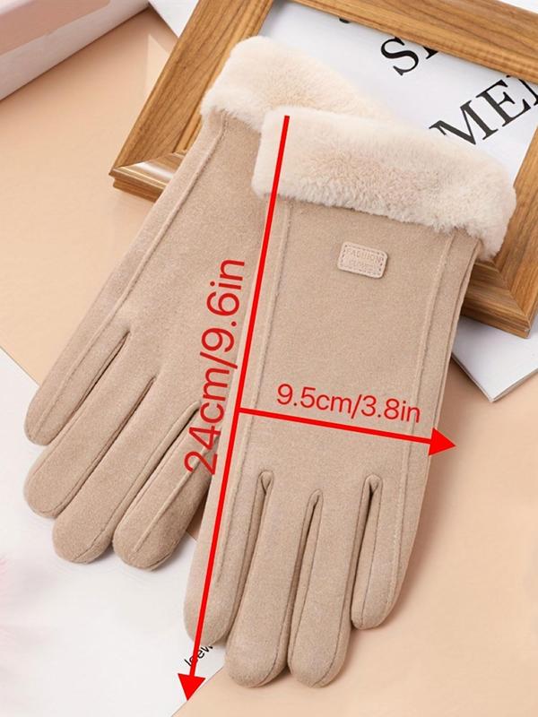 Women's Solid Color Touch Screen Gloves, Elegant Fashionable Warm Gloves for Fall & Winter, Women's Gloves for Outdoor Activities