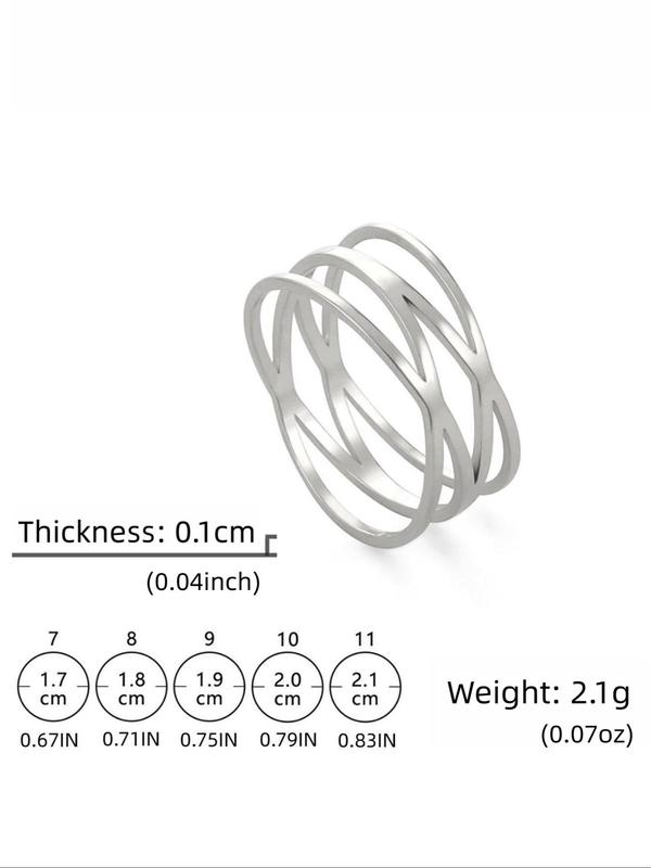 Simple Geometric Design Hollow Out Stainless Steel Ring, Fashion Accessories For Both Men & Women, Daily Clothing Decor For Men & Women