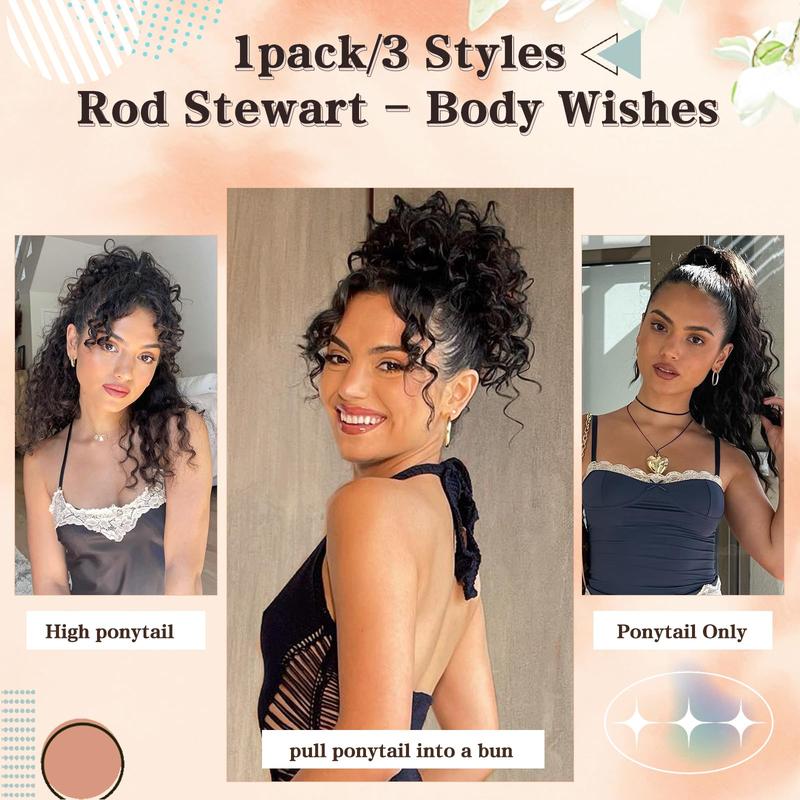 AISI BEAUTY Ponytail Extension Drawstring Ponytail for Black Women Synthetic Long Afro Curly Fluffy Ponytail for Daily Use  18 inch