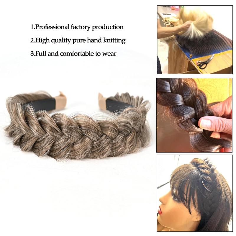 Wide Braided Headband Hoop Fashion Hair Accessories Elastic Non-slip Band for Women and Girl (Caramel)