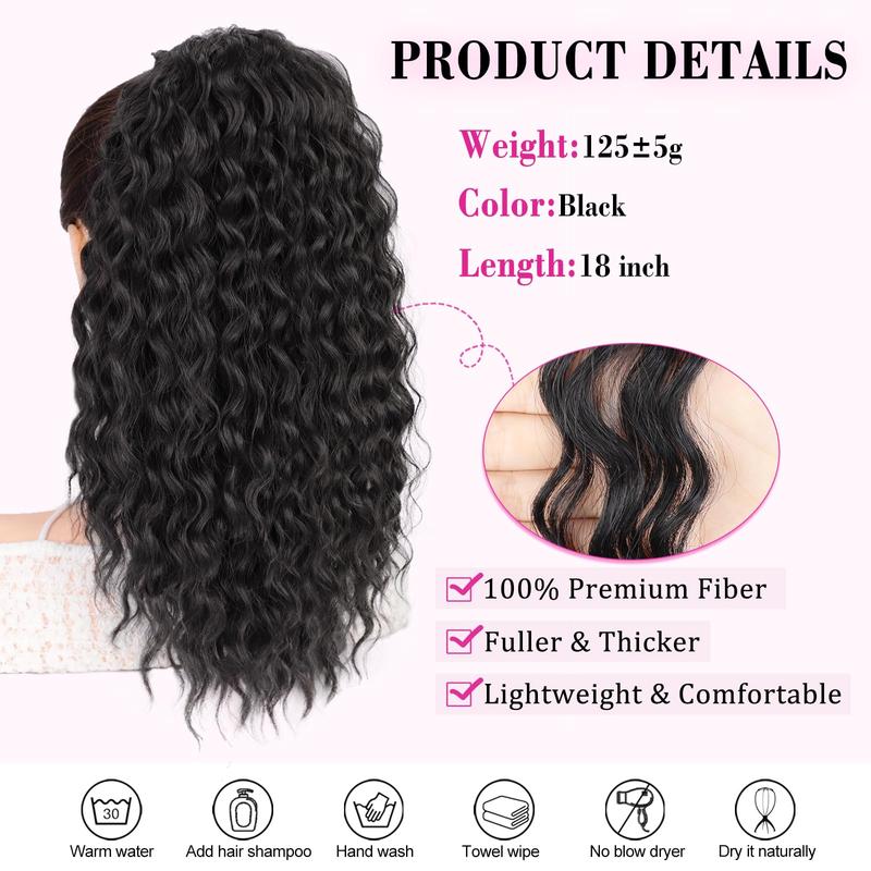 AISI BEAUTY Ponytail Extension Drawstring Ponytail for Black Women Synthetic Long Afro Curly Fluffy Ponytail for Daily Use  18 inch