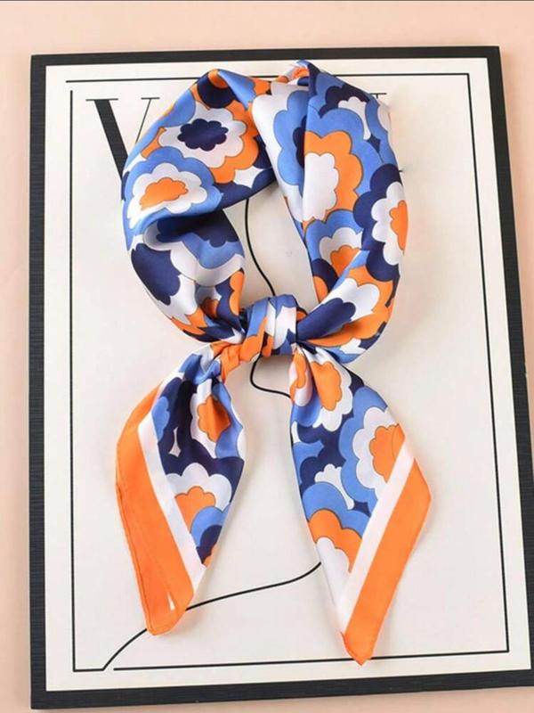 Women's Elegant Floral Print Square Scarf, Casual Trendy Soft Comfortable Headscarf, Fashionable Scarf for Daily Wear