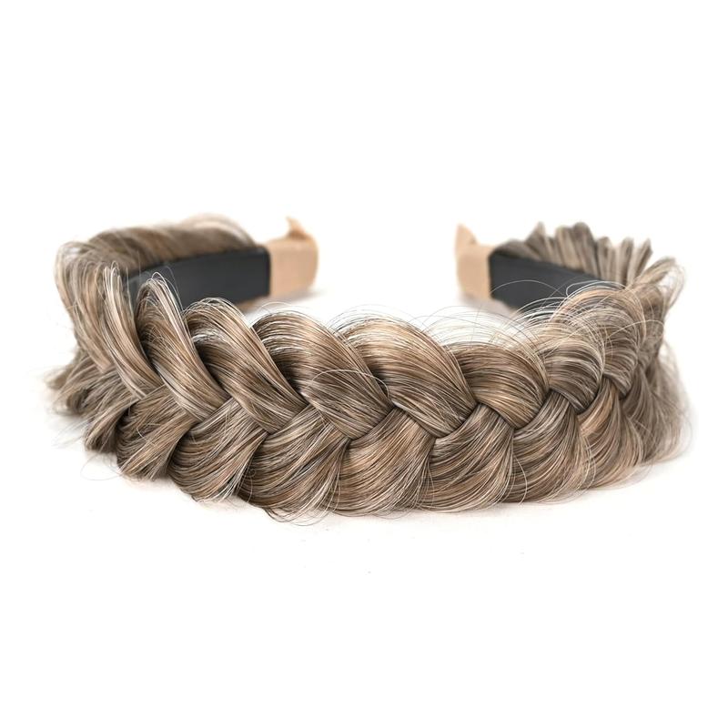 Wide Braided Headband Hoop Fashion Hair Accessories Elastic Non-slip Band for Women and Girl (Caramel)