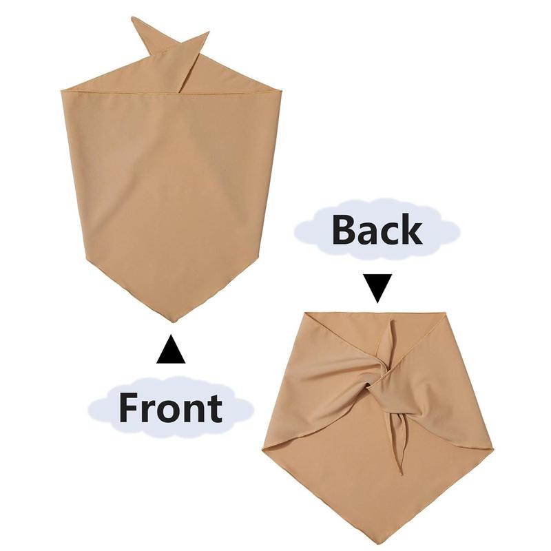 3PCs hair bandanas head kerchief for women tie-back boho hair scarf headband bandana triangle head scarf (solid color-beige khaki brown)