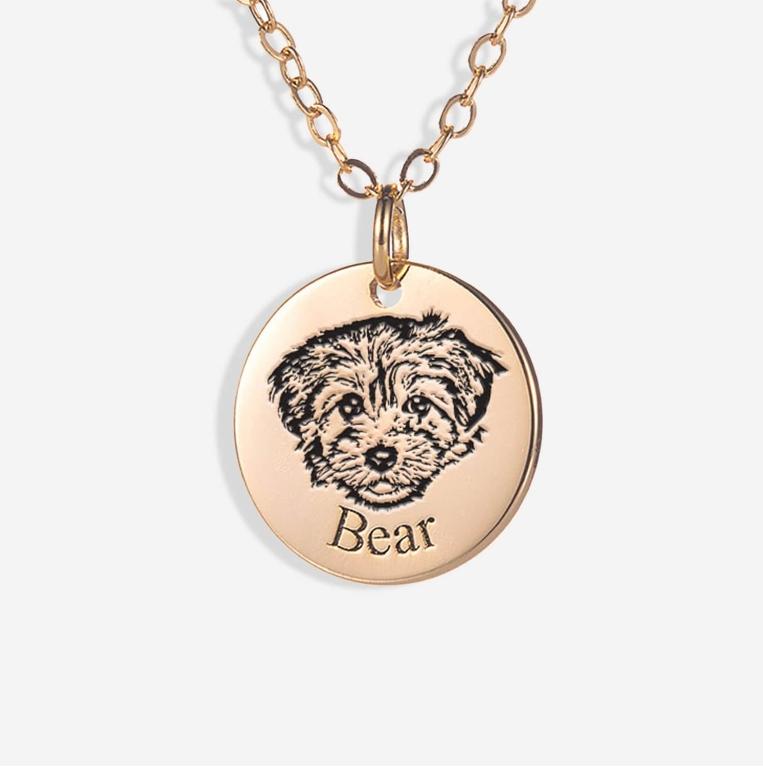 iPetprints Custom Pet Portrait Necklace, Personalized Pet Jewelry Dog Necklace Cat Lovers Custom Portrait Pet Memorial Gifts Unique Jewelry Gifts