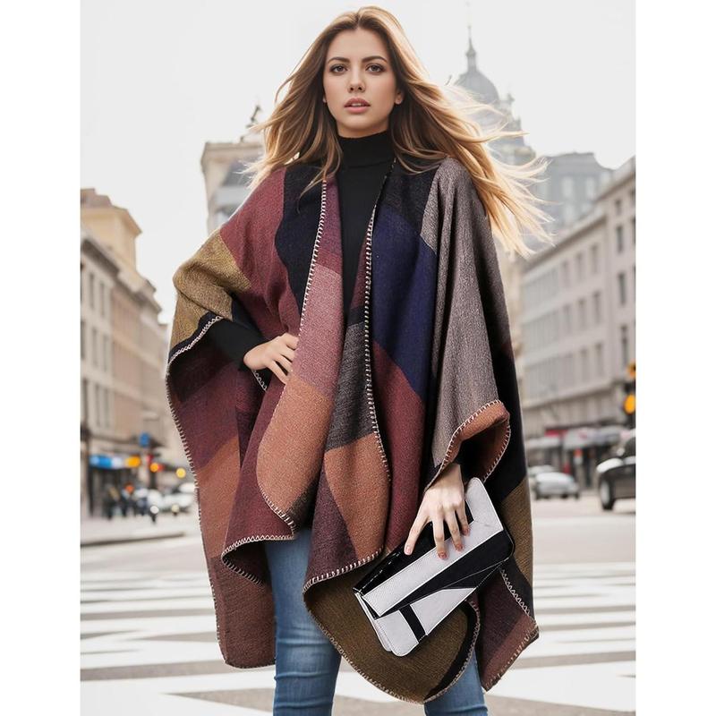 Women's Shawl Wraps Open Front Poncho Cape Oversized Sweaters Casual Cardigan Shawls for Fall Winter