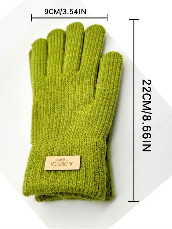 Women's Solid Color Touch Screen Gloves, Casual Fashion Knit Gloves for Fall & Winter, Fashion Accessories for Women & Girls