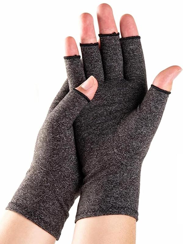 Half Finger Compression Gloves, 1 Pair Comfy Breathable Sports Gloves for Men & Women, Fashion Plain Gloves for Typing & Daily Work