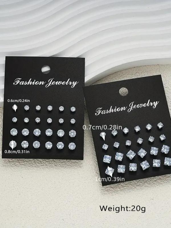 Rhinestone Decorated Stud Earrings Set, Fashionable Jewelry for Women & Men, Trendy All-match & Exquisite Jewelry for Birthday Gift