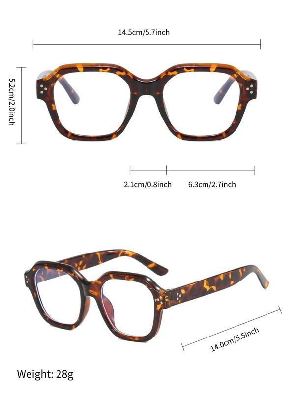 Simple Tortoise Pattern Frame Eyeglasses, Trendy Casual Eyeglasses for Women & Men, Fashion Eyeglasses for Work, Daily Clothing Decor, Perfect for Student Daily Use