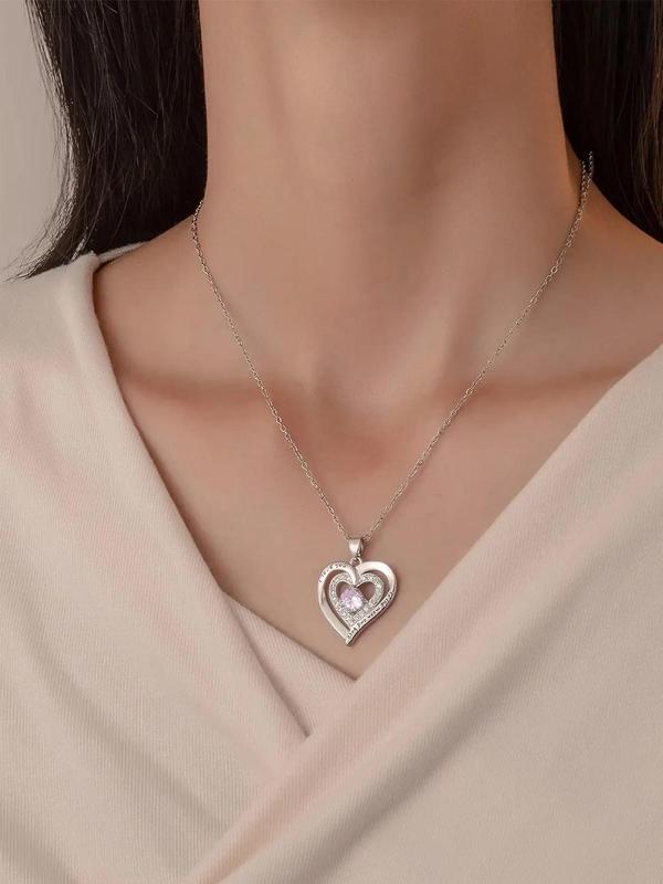 Rhinestone Heart Pendant Necklace with Rose Gift Box, Elegant Jewelry for Party, Daily Clothing Decor, Trendy All-match & Exquisite Jewelry for Birthday Gift