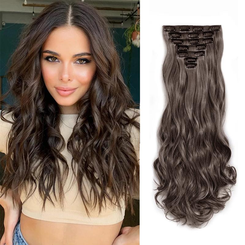 Clip in Hair Extensions for Women,7PCS 22 Inch Hair Extensions Clip Ins Soft Long Wavy Hair Pieces for Women Curly Wavy Enchanted Invisible wavy hair