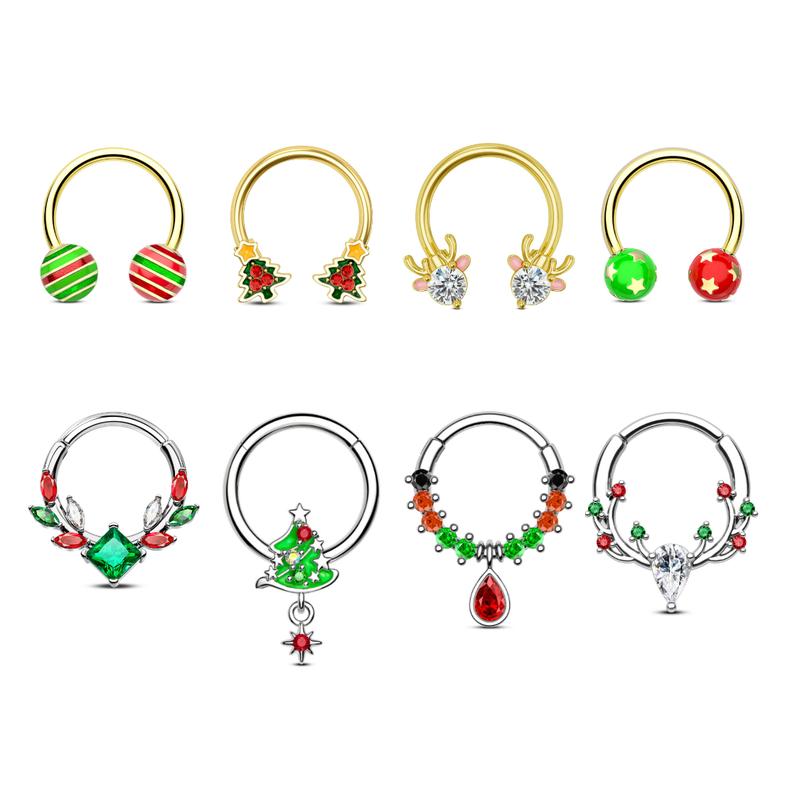 Oufer 16G Christmas Septum Ring Collection Septum Piercing Jewelry Christmas Gift New Year Gift