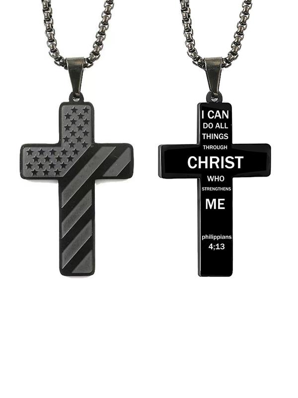 Street Style Cross Pendant Necklaces, Stainless Steel Jewelry for Party, Daily Clothing Decor, Trendy All-match & Exquisite Jewelry for Birthday Gift,  Gift for Girlfriend